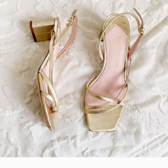 Kate Spade Renee Leather Heels In Pale Gold Size 8. - Picture 6 of 7